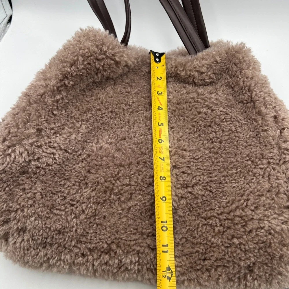 Gap Faux Fur Tote Bag Chocolate Brown Sherpa Fleece Shoulder Bag 543862-00 FA24